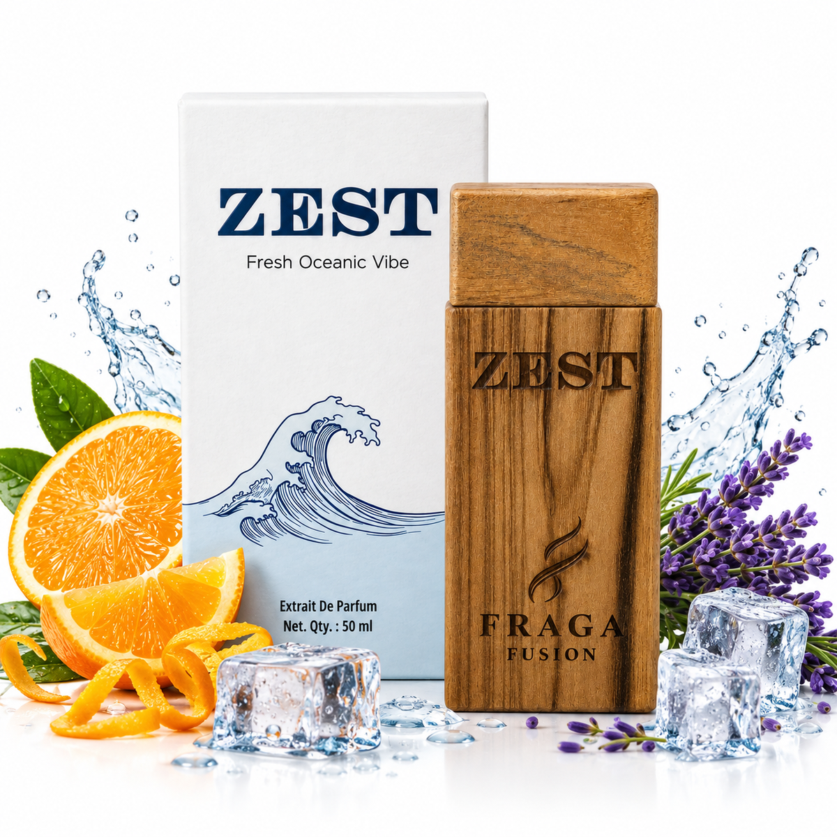 Fraga Fusion ZEST Extrait De Parfum | Fresh Aquatic Luxury Perfume for Men & Women | Aquatic, Ice & Lavender | 50ml