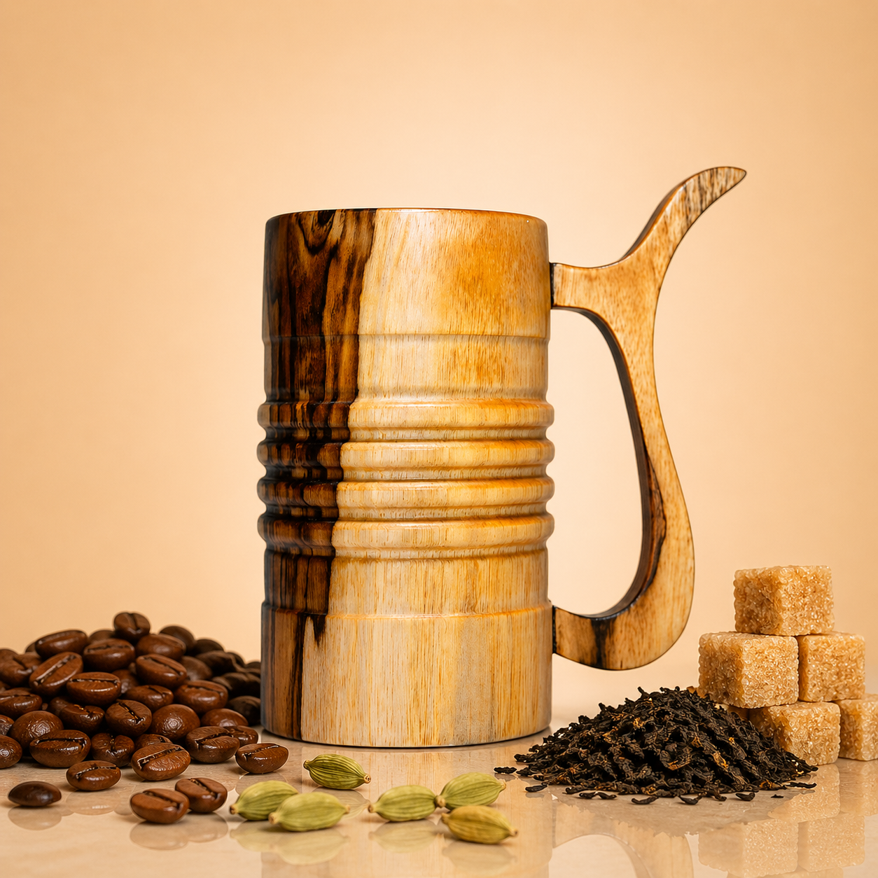 Wooden Coffee Mug Set – 650 ml (Set of 2)
