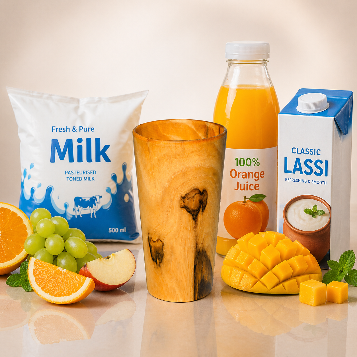 Wooden Glass Set – 420 ml (Set of 6)
