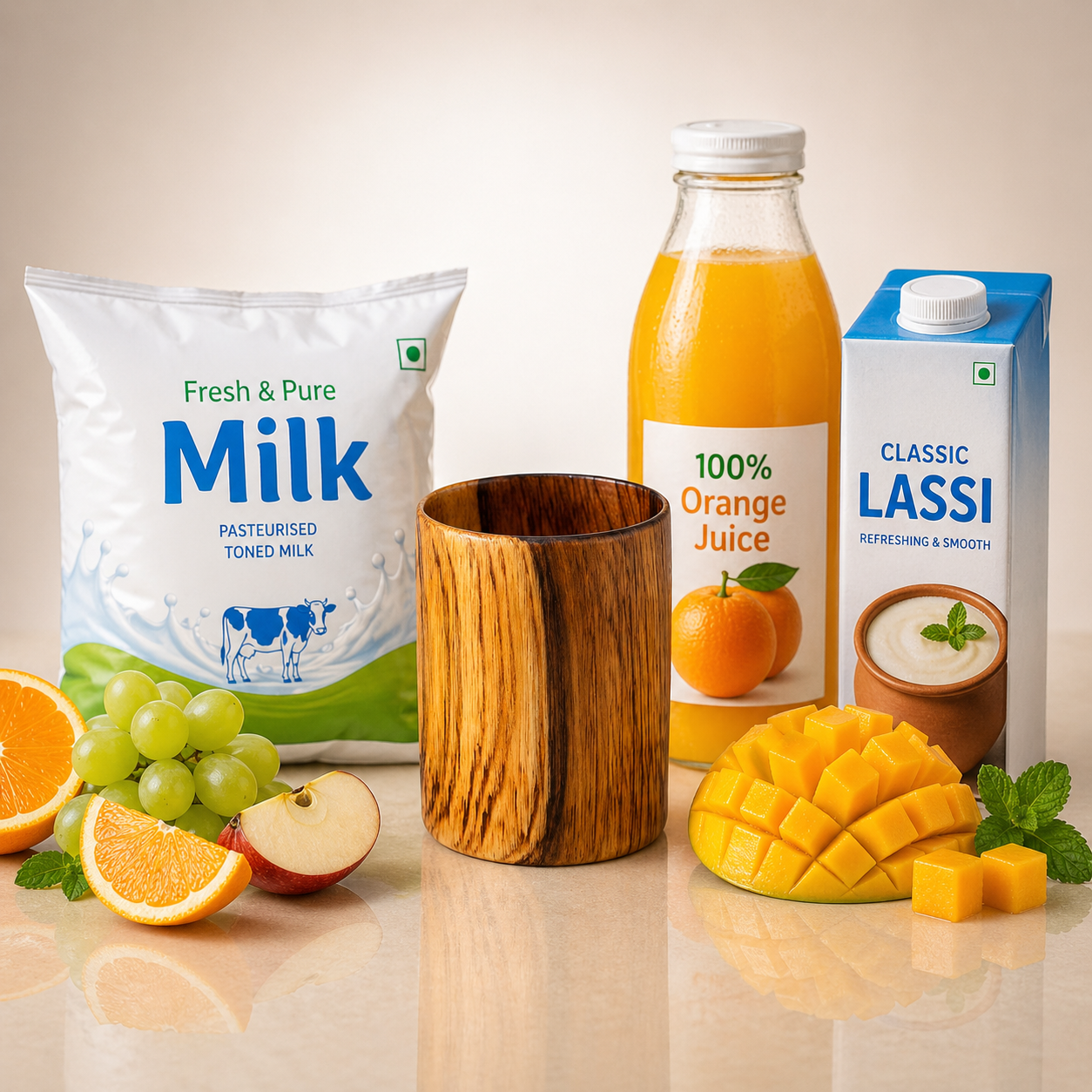 Wooden Glass Set – 250 ml (Set of 6)