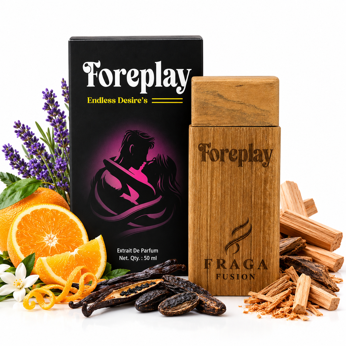 Fraga Fusion FOREPLAY Extrait De Parfum | Luxury Romantic Perfume | Sweet Orange, Vanilla & Tonka Bean | 50ml