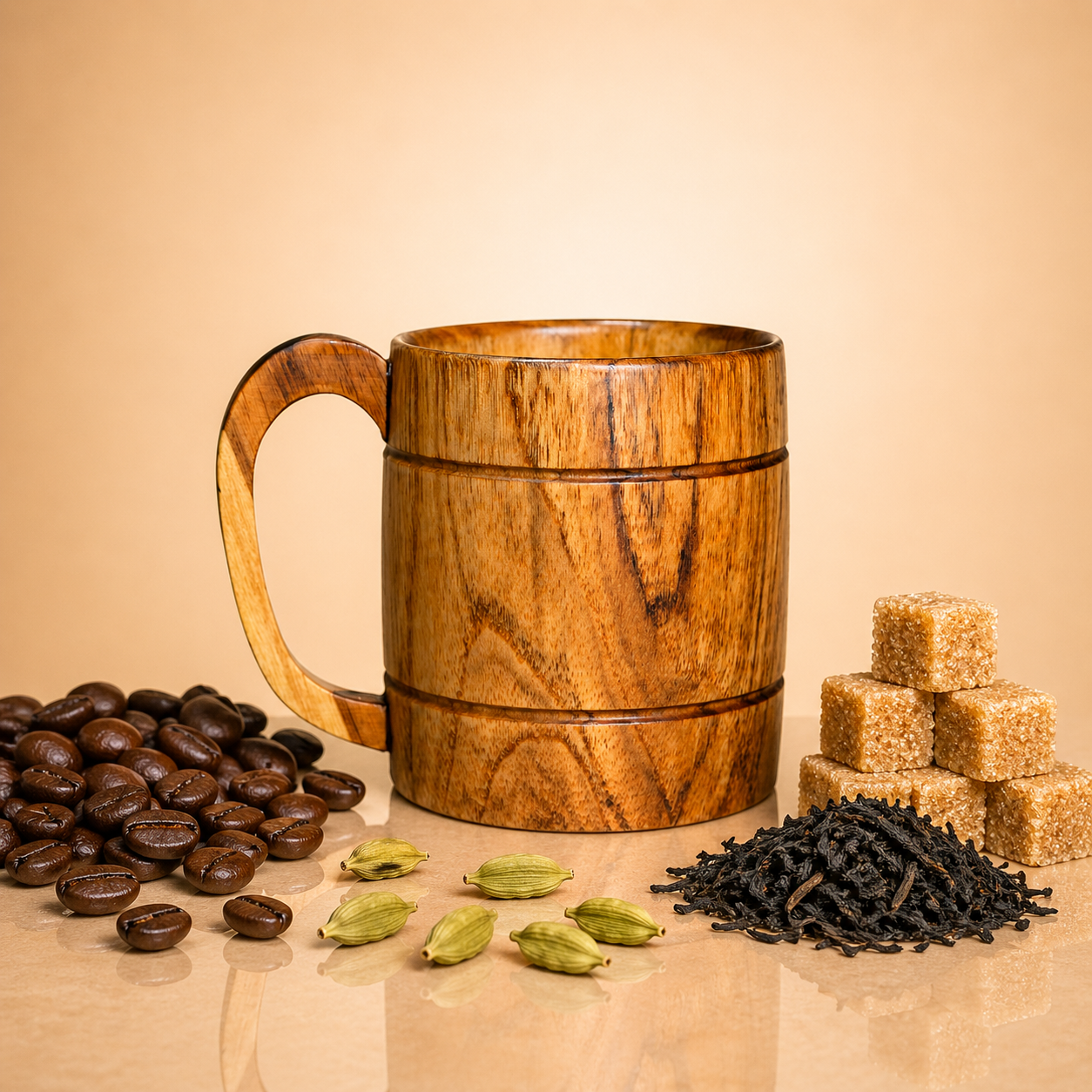 Wooden Coffee Mug Set – 400 ml (Set of 2)
