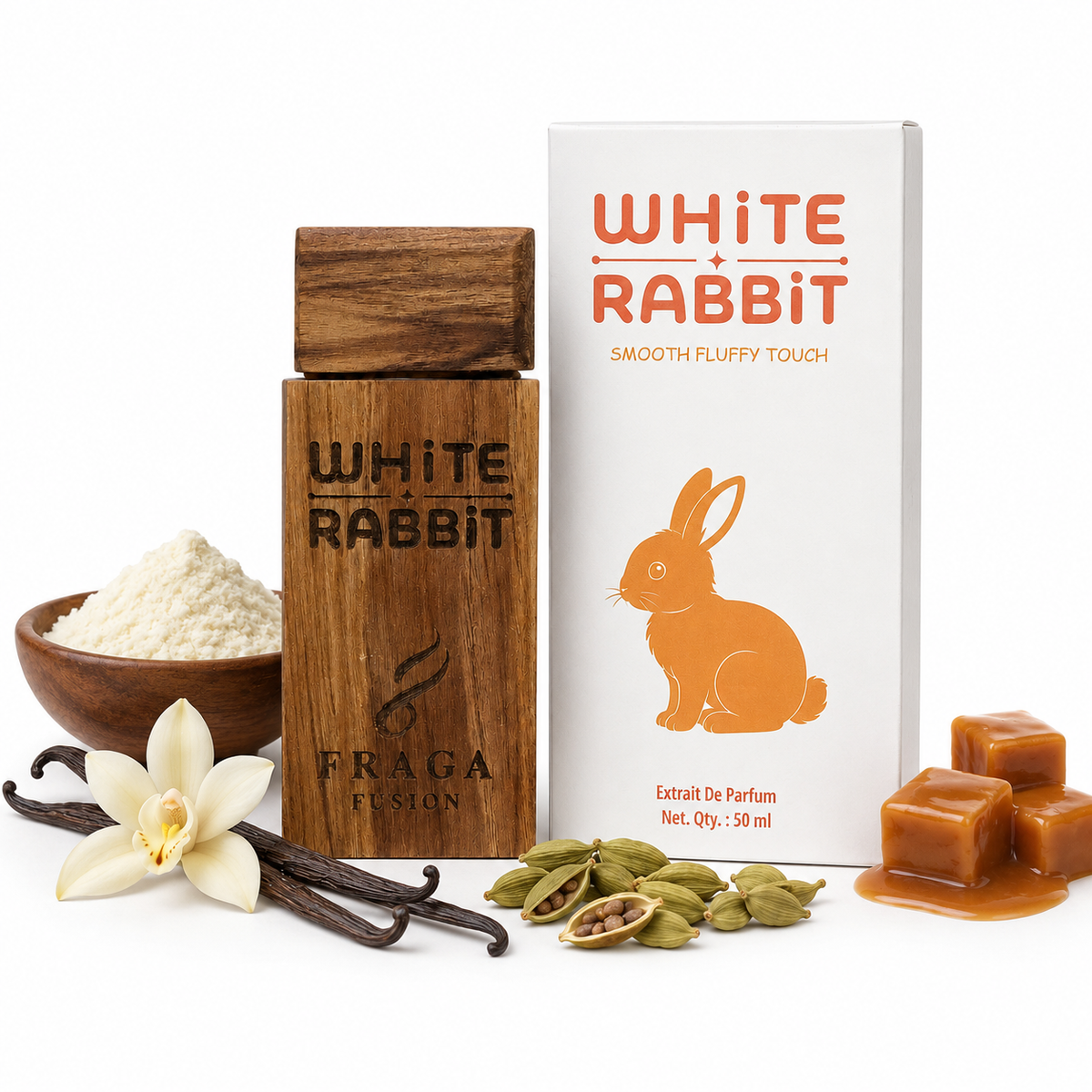 Fraga Fusion WHITE RABBIT Extrait De Parfum | Luxury Creamy Gourmand Perfume | Vanilla, Cardamom & Tonka Bean | 50ml