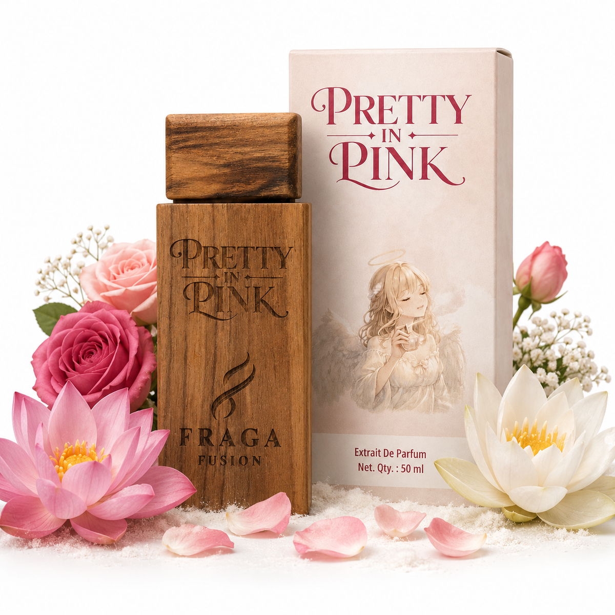 Fraga Fusion PRETTY IN PINK Extrait De Parfum for Women | Soft Floral Luxury Perfume | Pink Lotus & White Musk | 50ml