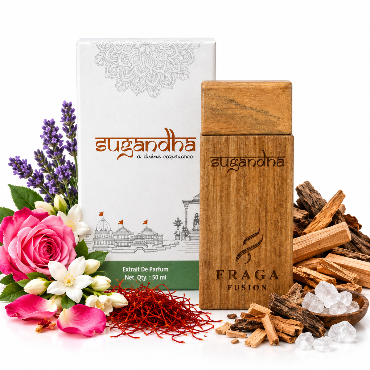 Fraga Fusion SUGANDHA Extrait De Parfum | Luxury Traditional Indian Fragrance for Men & Women | 50ml