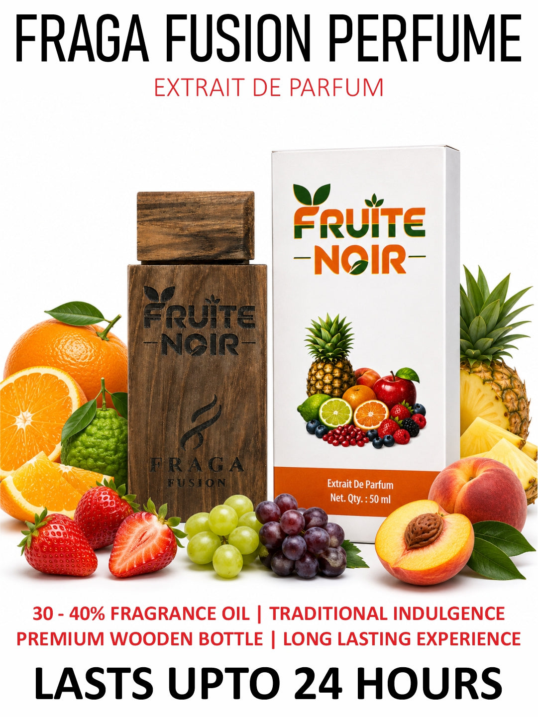 Fraga Fusion FRUITE NOIR Extrait De Parfum | Luxury Fruity Perfume | Orange, Strawberry, Grapes & Bergamot | 50ml